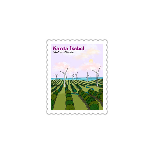 Puerto Rico, Puro Paradise, stickers, stamps, stamp book, book, cities, towns, collectibles, Santa Isabel, stamp, sticker