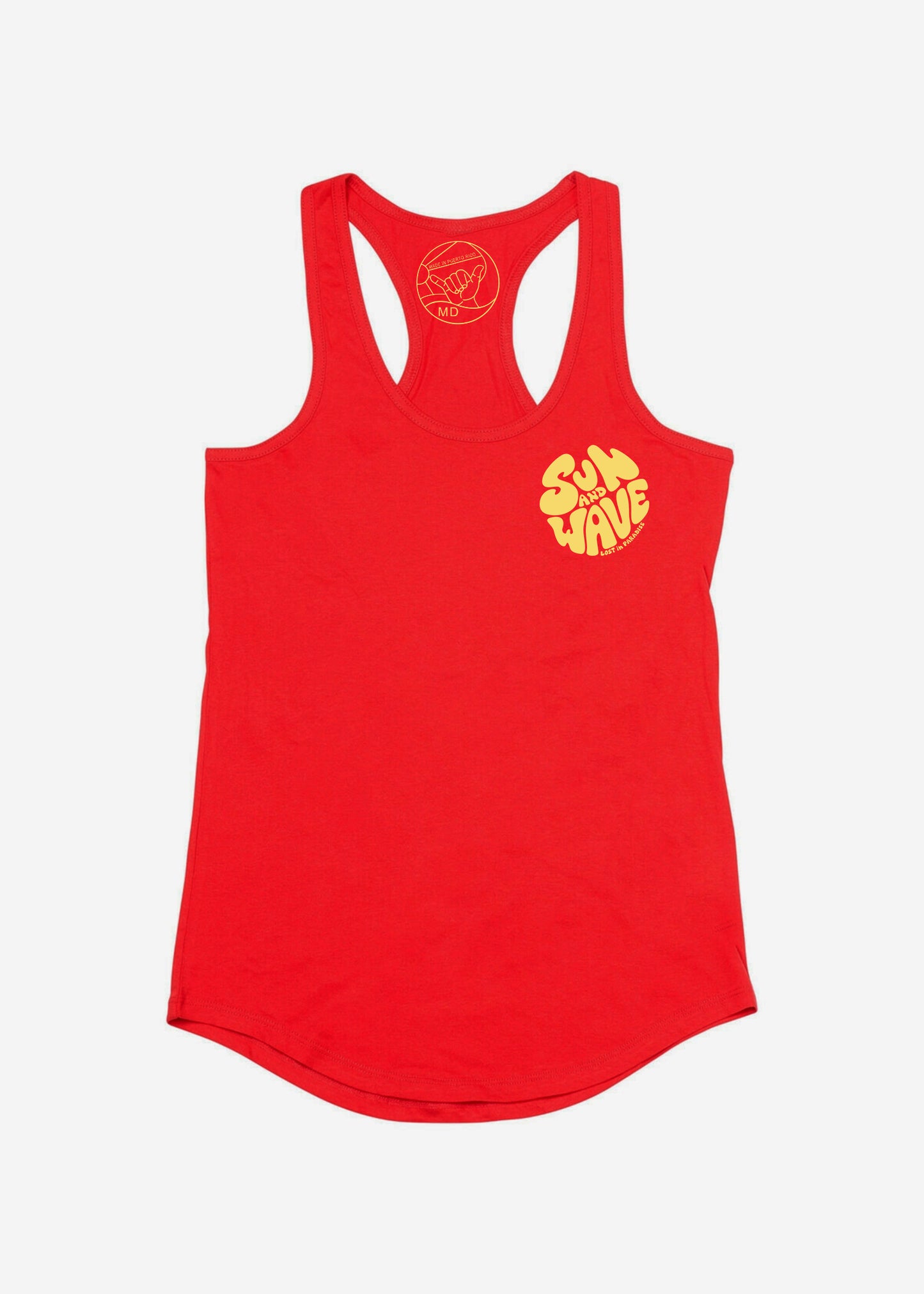 Sun and Wave, womans, red, yellow, Tank Top, Puro Paradise, Puerto Rico, camiseta, clothing