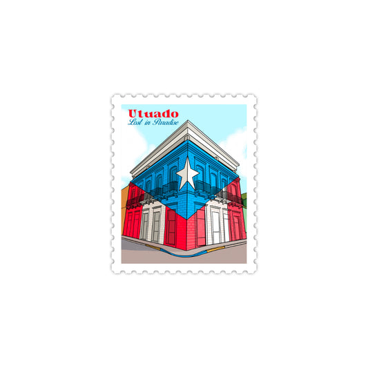 Puerto Rico, Puro Paradise, stickers, stamps, stamp book, book, cities, towns, collectibles, Utuado, stamp, sticker