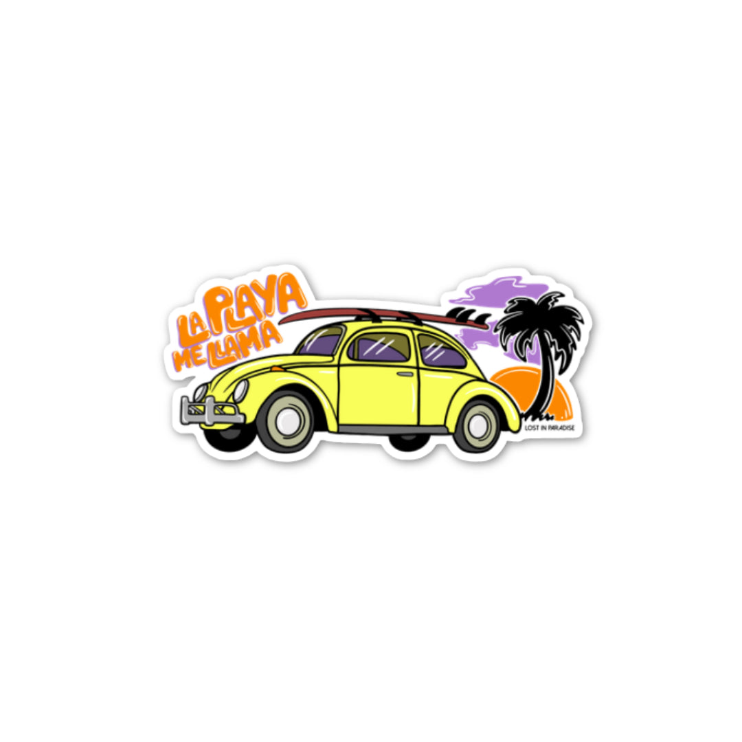 Sticker, beach, volky, Puerto Rico, puro paradise, sticker, premium, waterproof, weatherproof, Volkswagen, Palm tree, la playa me llama, surfboard