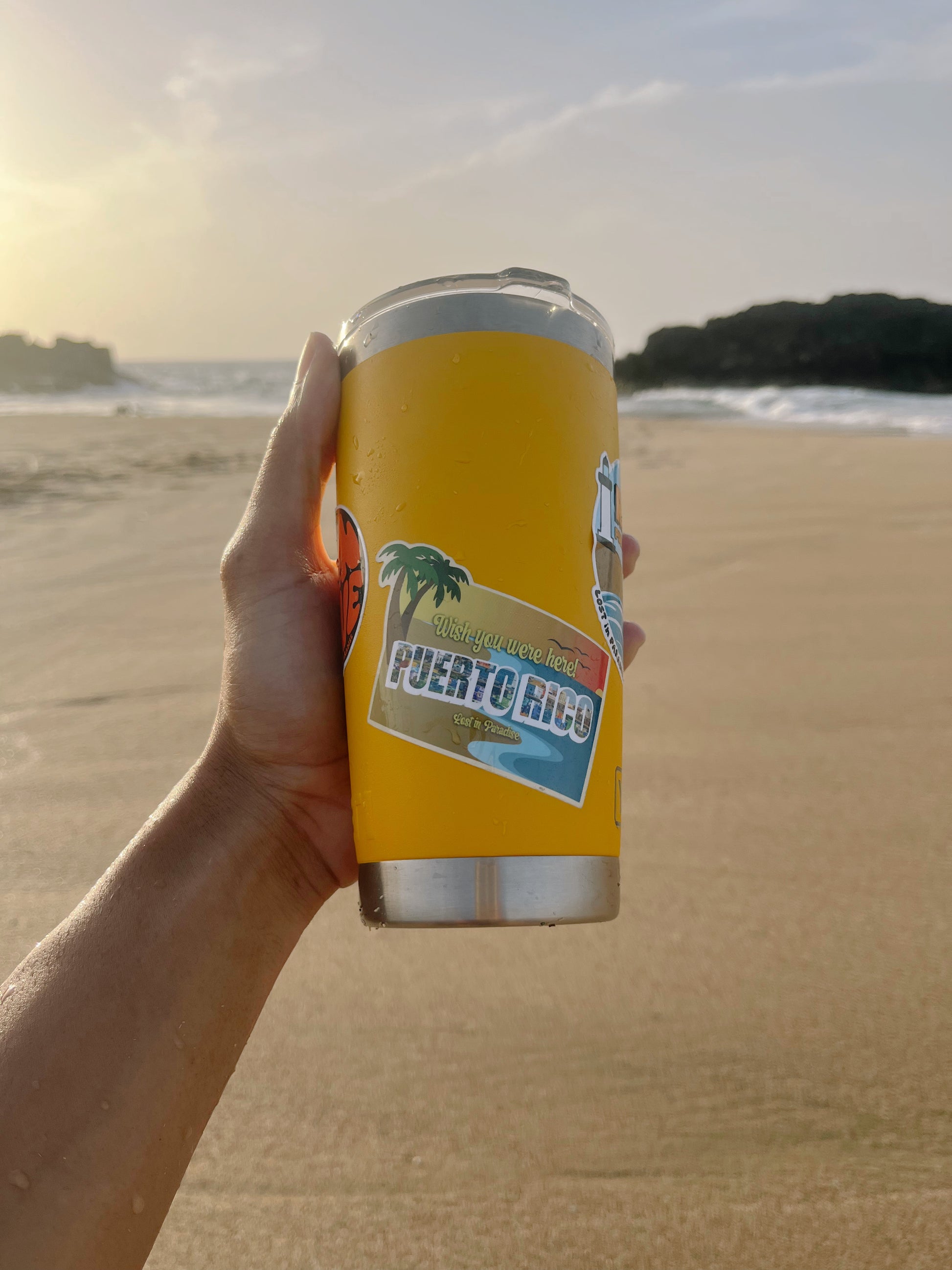 Sticker, beach, Postcard, Puerto Rico, puro paradise, sticker, premium, waterproof, weatherproof, yeti