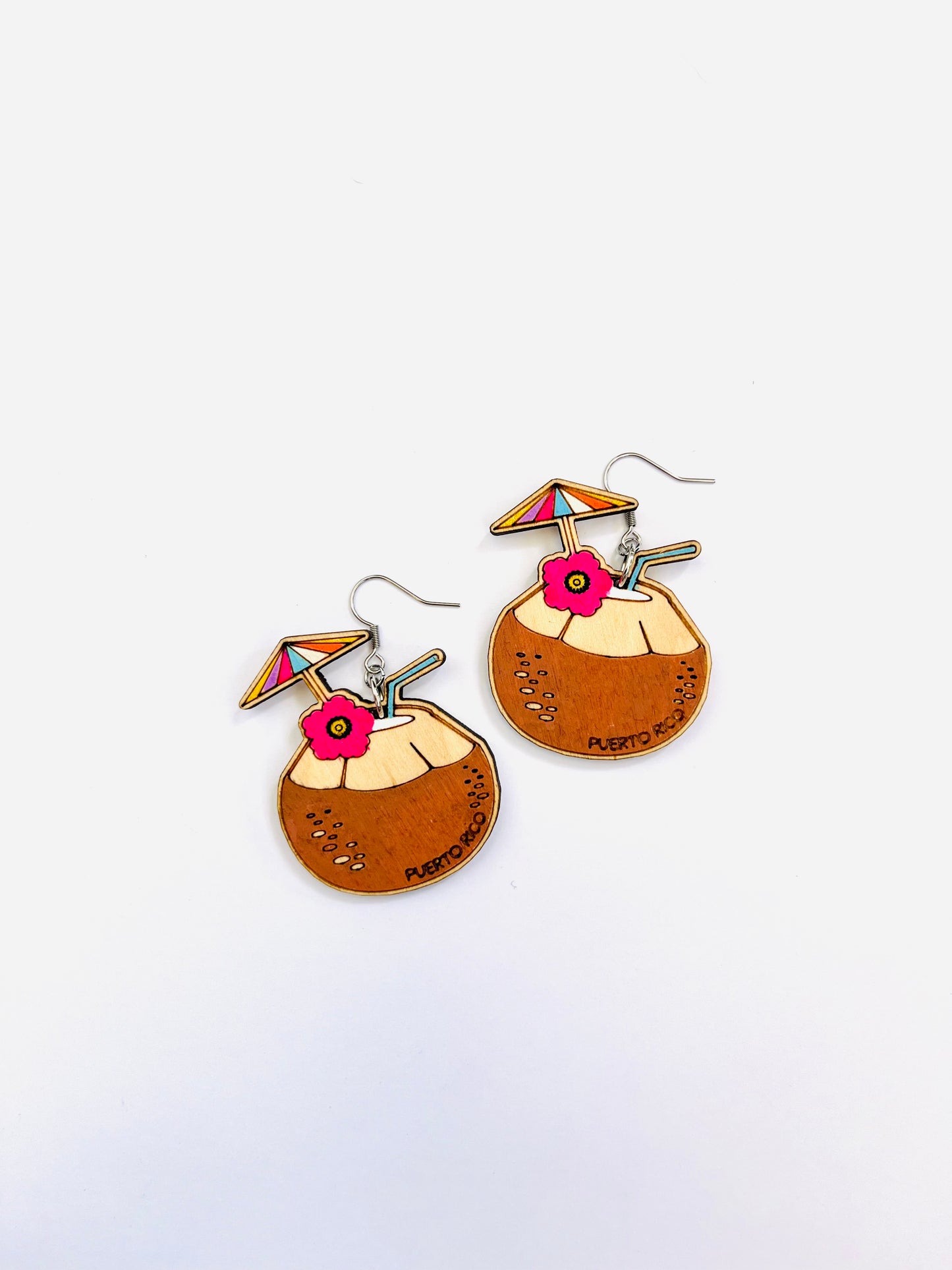 Wooden Coconut Earrings