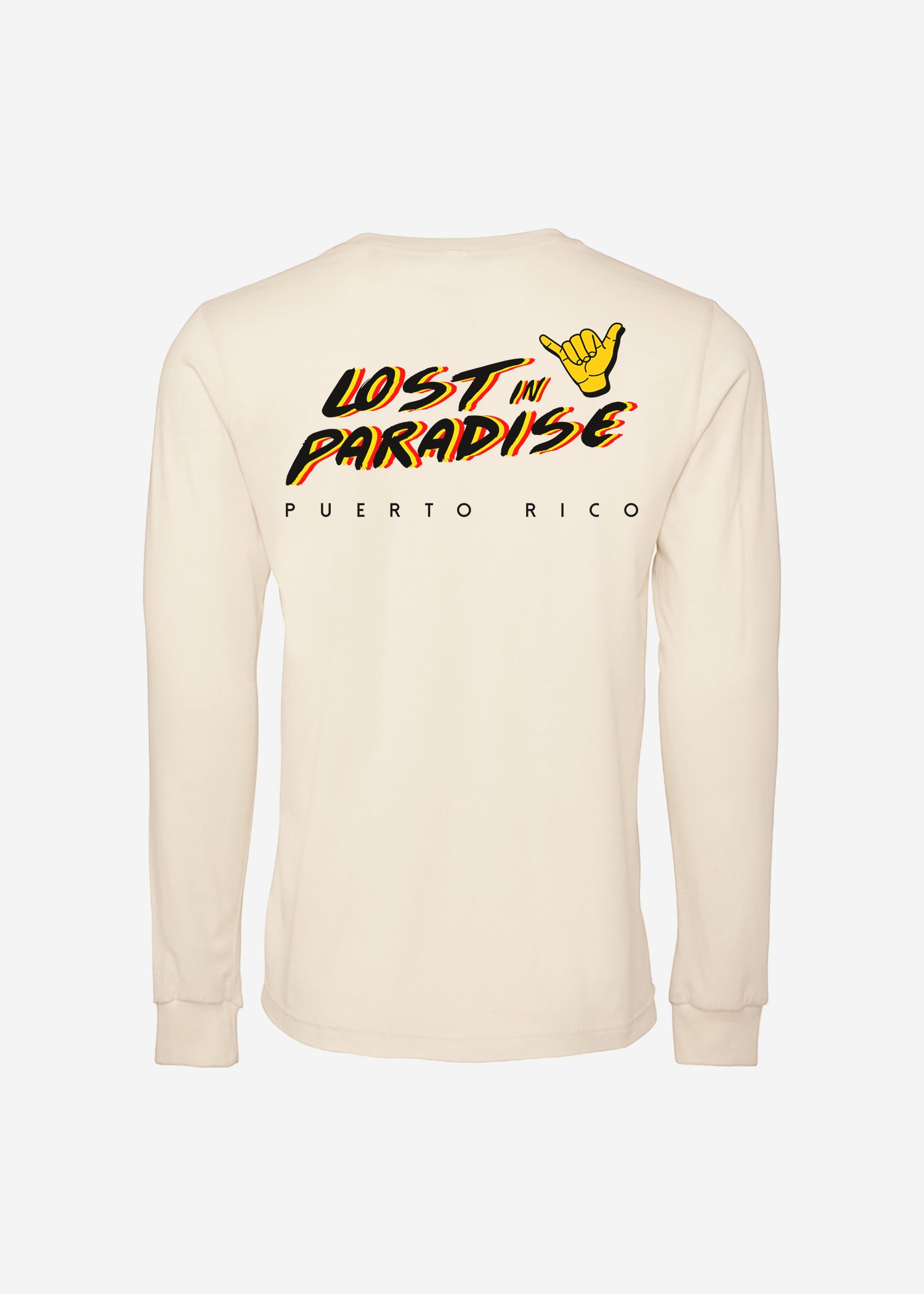 Classic Long Sleeve Tee, Lost in Paradise, Puro Paradise, Puerto Rico, camiseta, t-shirt, clothing, unisex, shaka hand