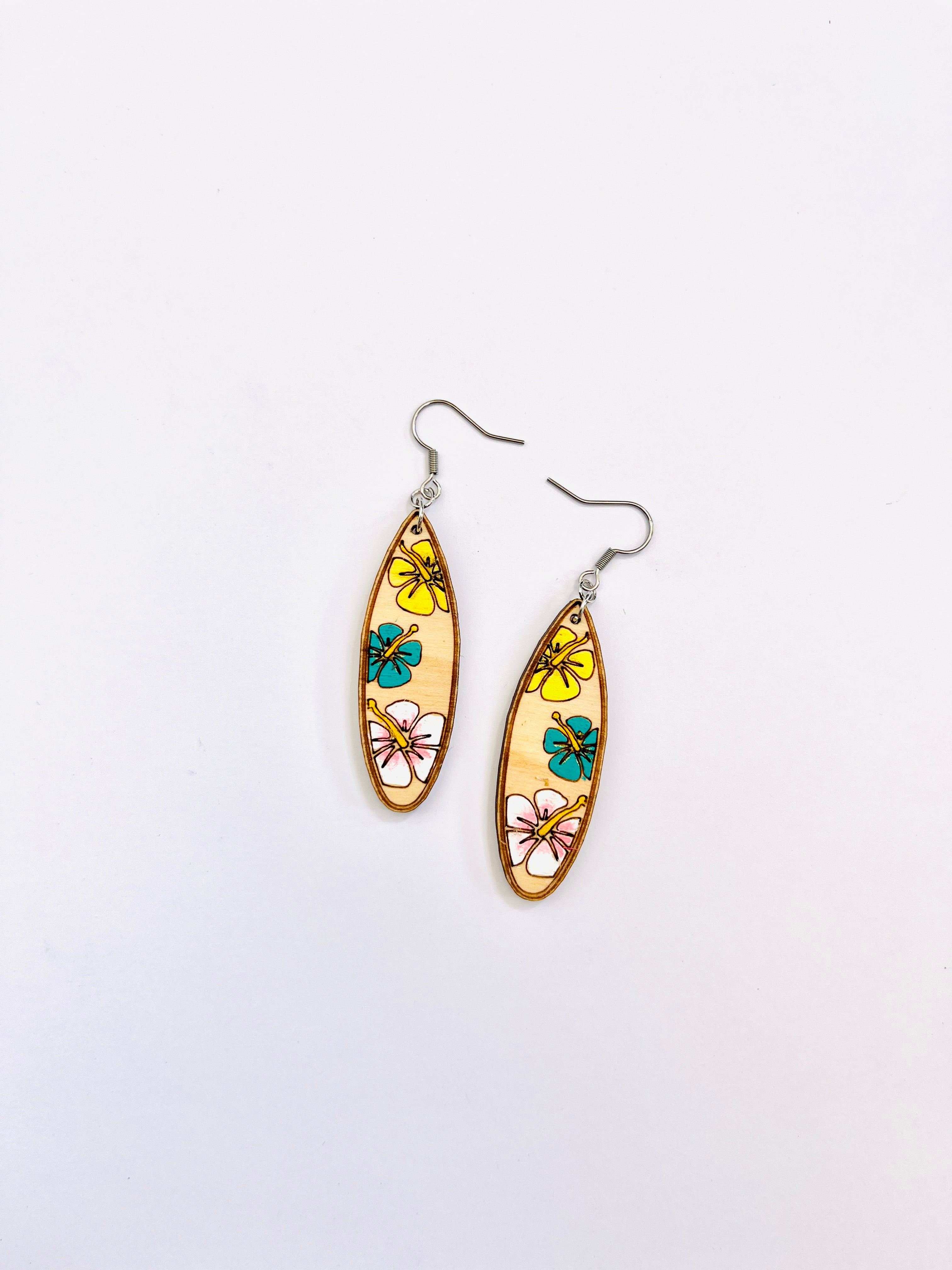 Wooden Surfboard Earrings