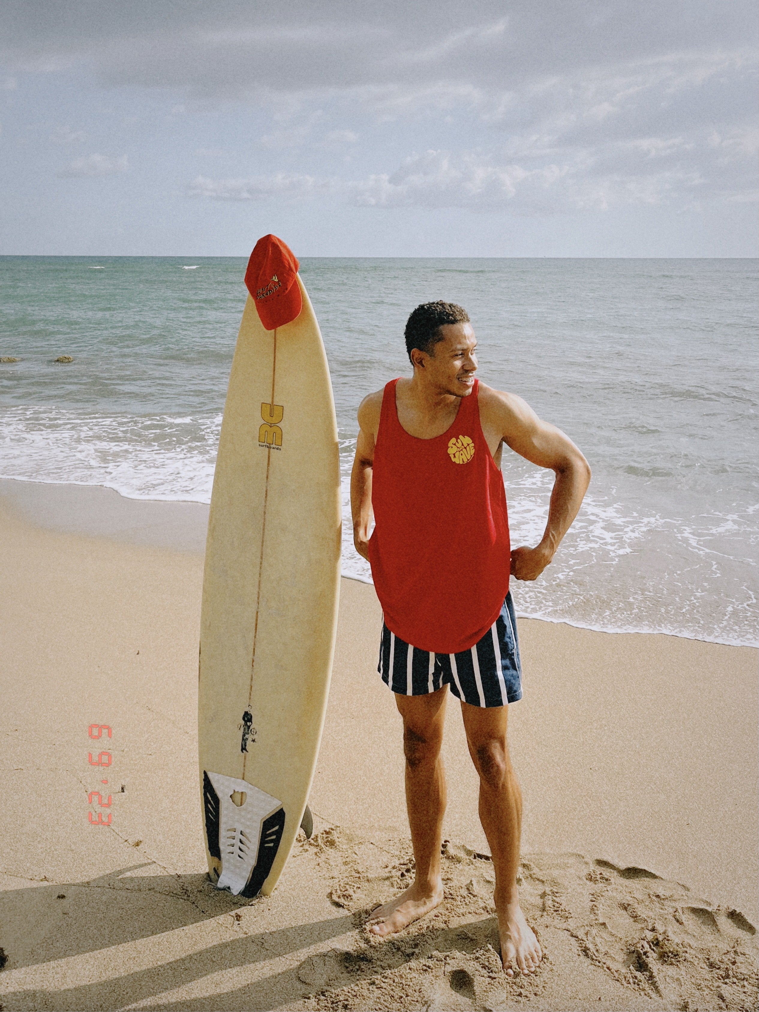 Sun and Wave,  Mens, red, yellow, Tank Top,  Puro Paradise, Puerto Rico, camiseta, clothing