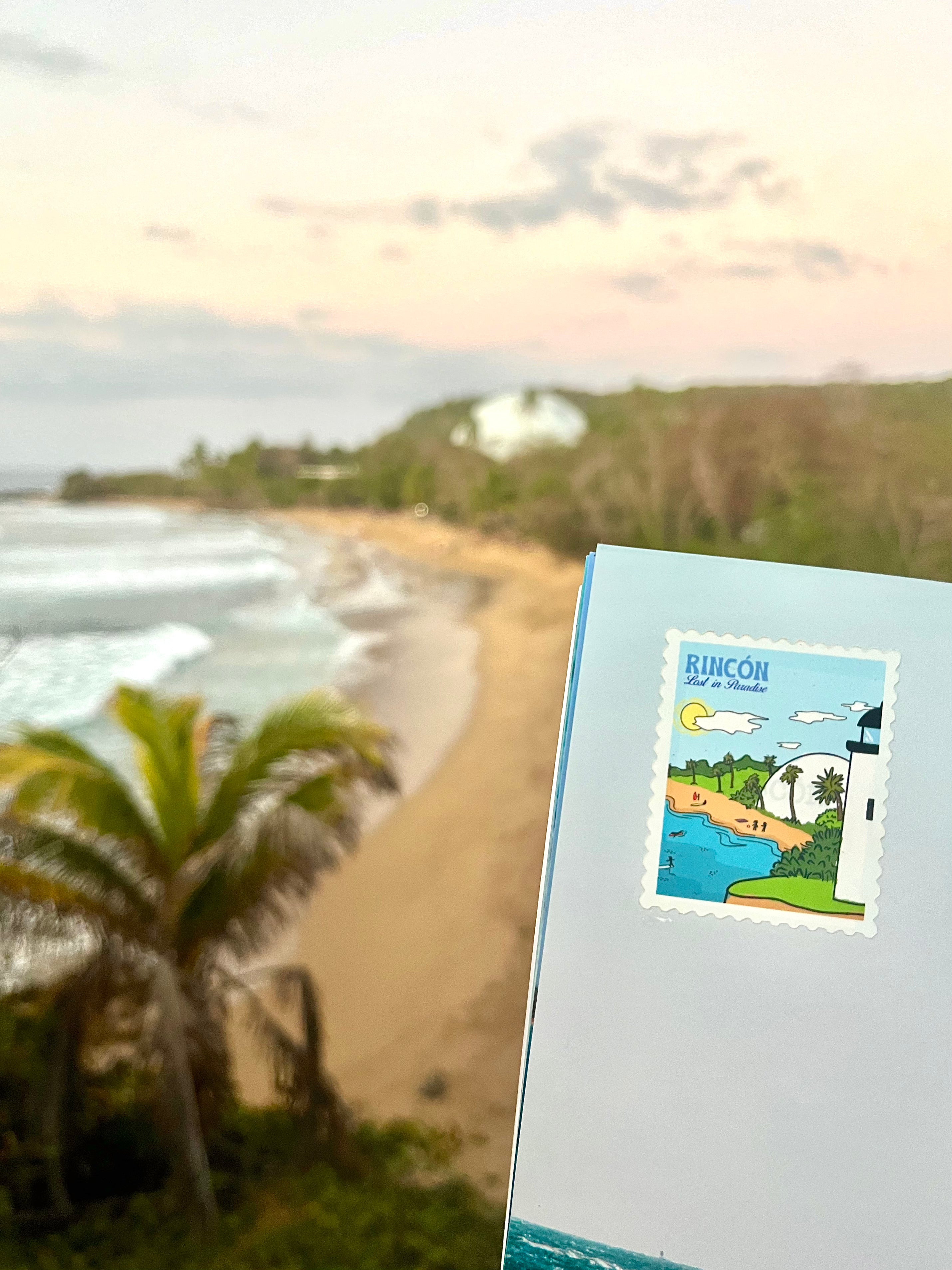 Puerto Rico, Puro Paradise, stickers, stamps, stamp book, book, cities, towns, collectibles, Rincon, stamp, sticker