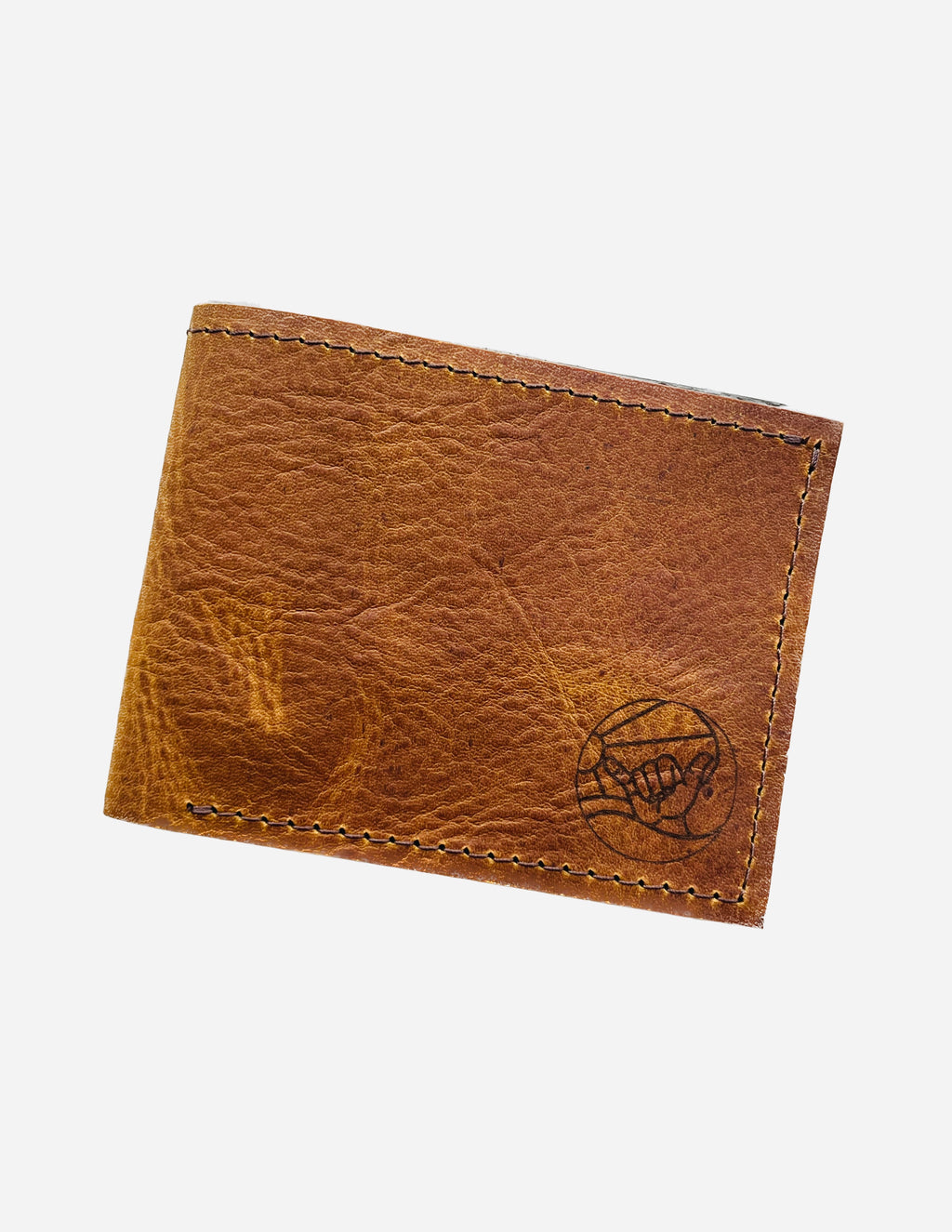 Hand made men’s brown leather wallet with Puro Paradise logo
