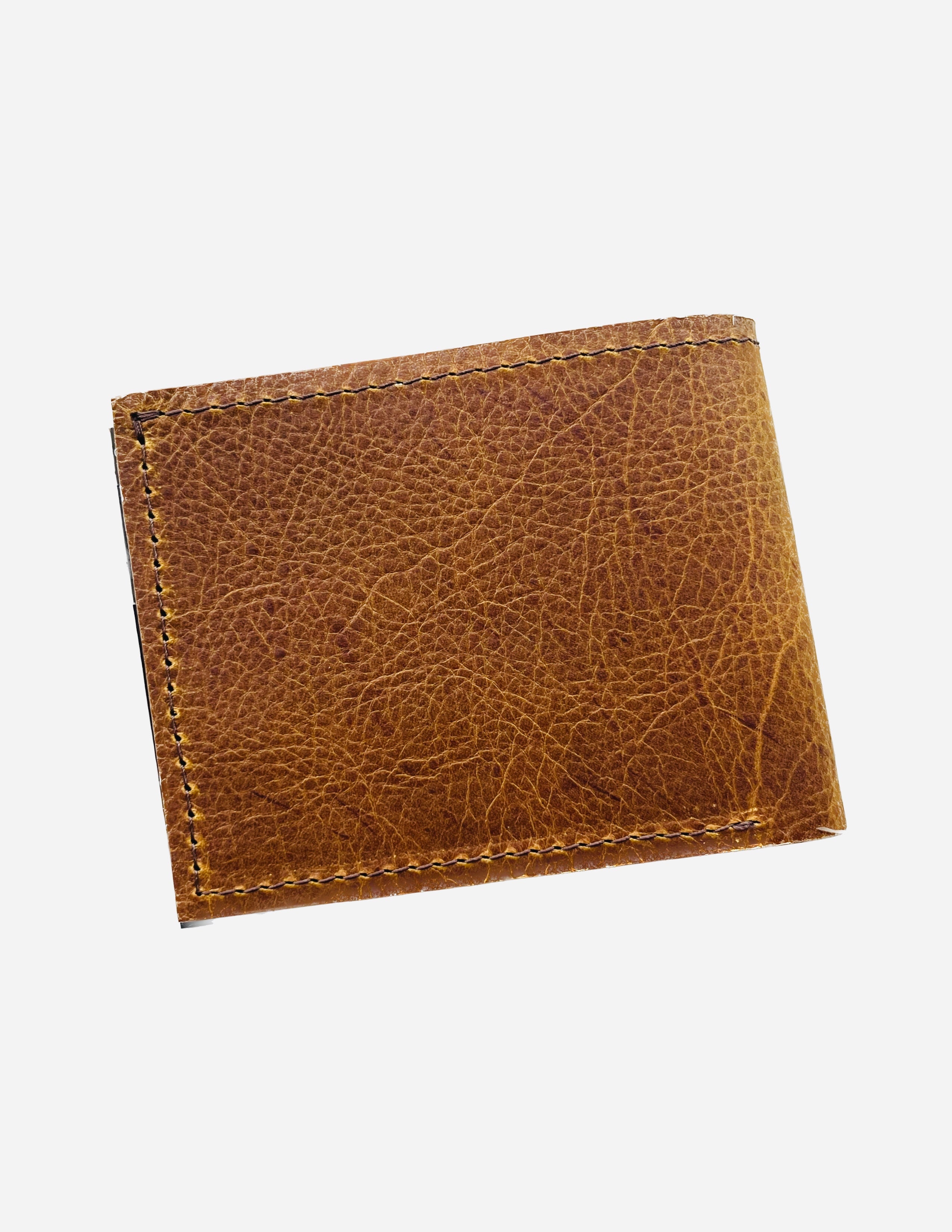 Hand made men’s brown leather wallet with Puro Paradise logo