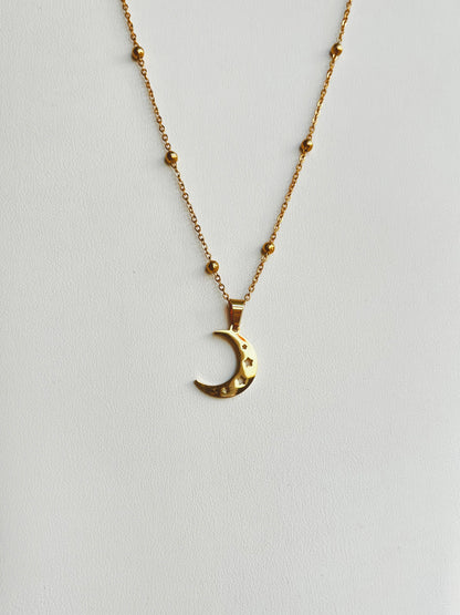 Stars in Moon Pendant Necklace