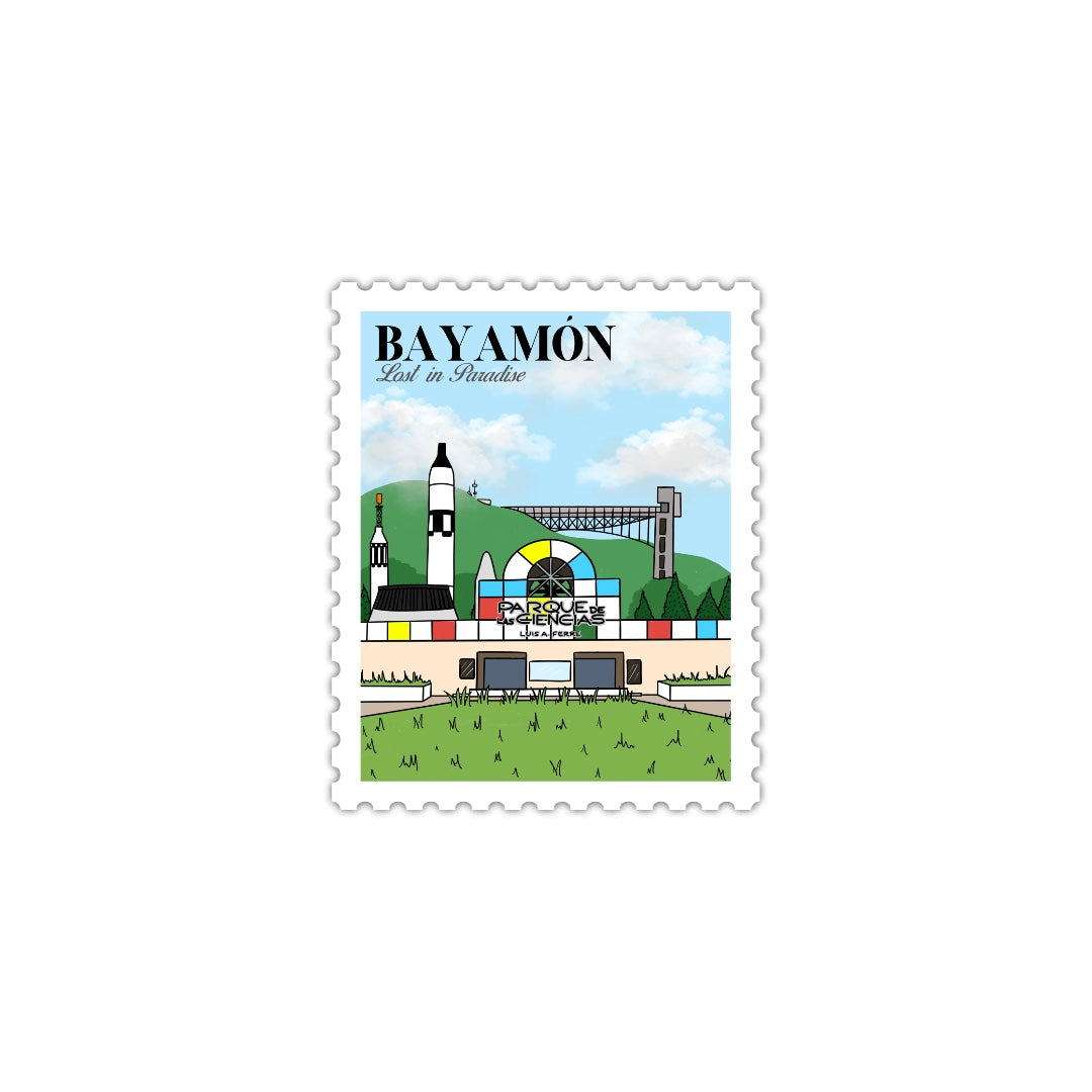 Puerto Rico, Puro Paradise, stickers, stamps, stamp book, book, cities, towns, collectibles, Bayamon, stamp, sticker