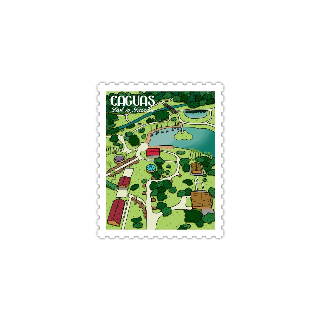 Puerto Rico, Puro Paradise, stickers, stamps, stamp book, book, cities, towns, collectibles, Caguas, stamp, sticker