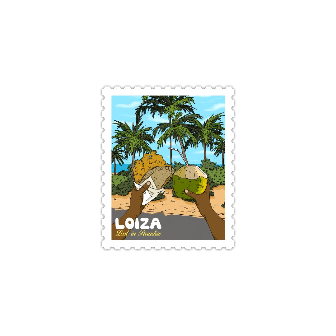 Puerto Rico, Puro Paradise, stickers, stamps, stamp book, book, cities, towns, collectibles, Loiza, stamp, sticker
