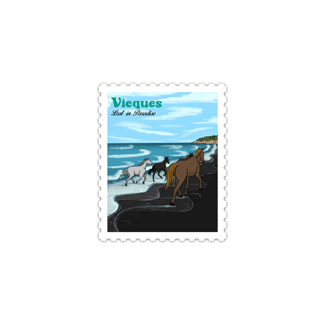Puerto Rico, Puro Paradise, stickers, stamps, stamp book, book, cities, towns, collectibles, Vieques, stamp, sticker