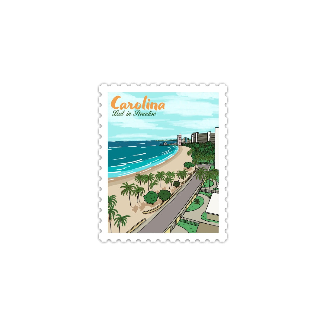 Puerto Rico, Puro Paradise, stickers, stamps, stamp book, book, cities, towns, collectibles, Carolina, stamp, sticker