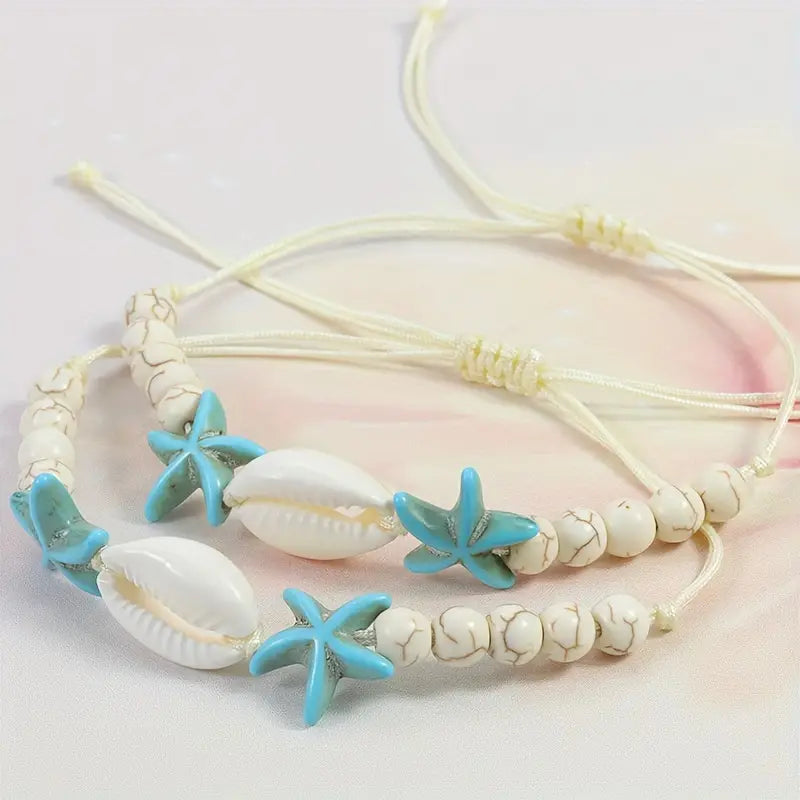 Puerto Rico, Puro Paradise, Bracelet, unisex, men’s, woman’s, beads, star, sea charms, star fish, shell, adjustable 