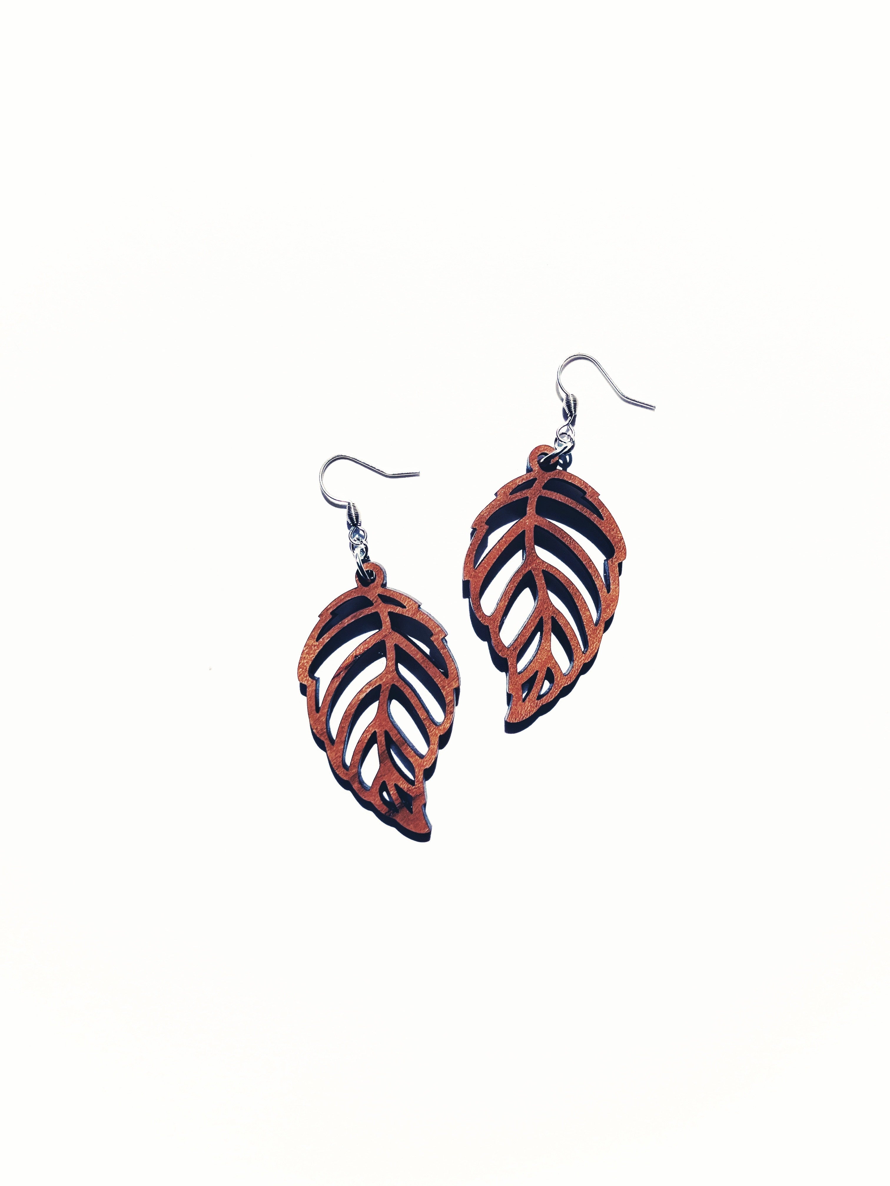 Wooden Leaf Earrings