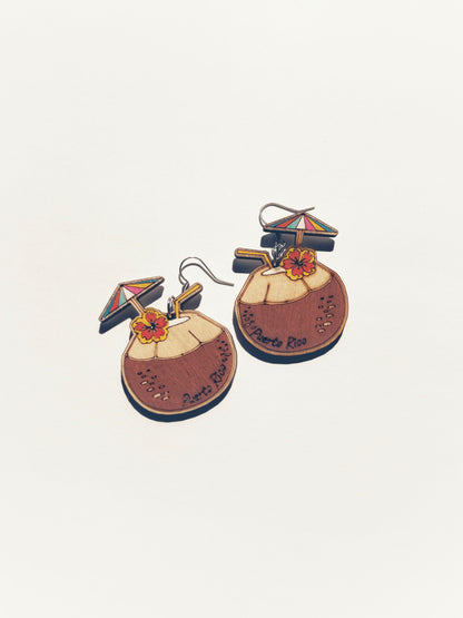 Wooden Coconut Earrings