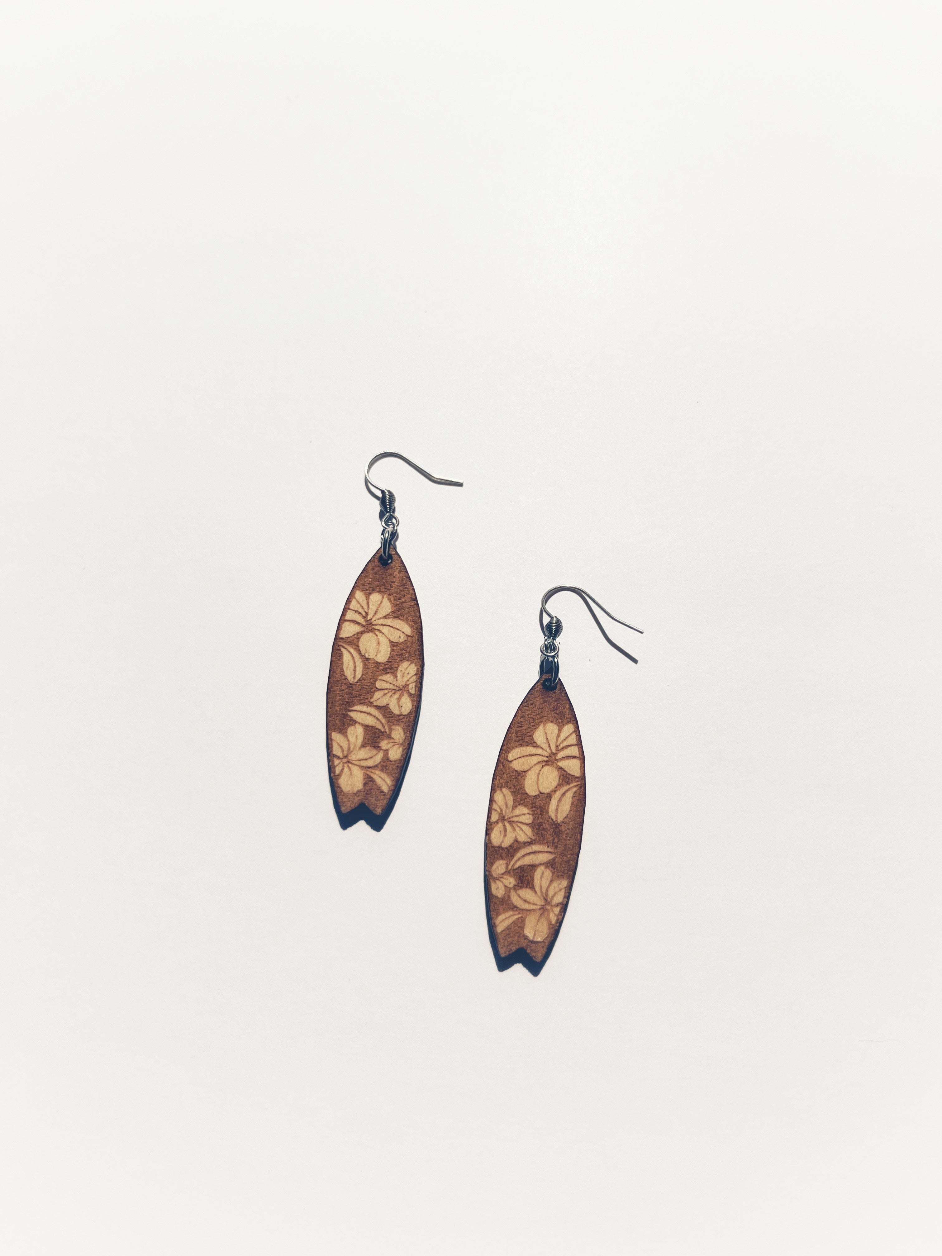 Wooden Surfboard Earrings