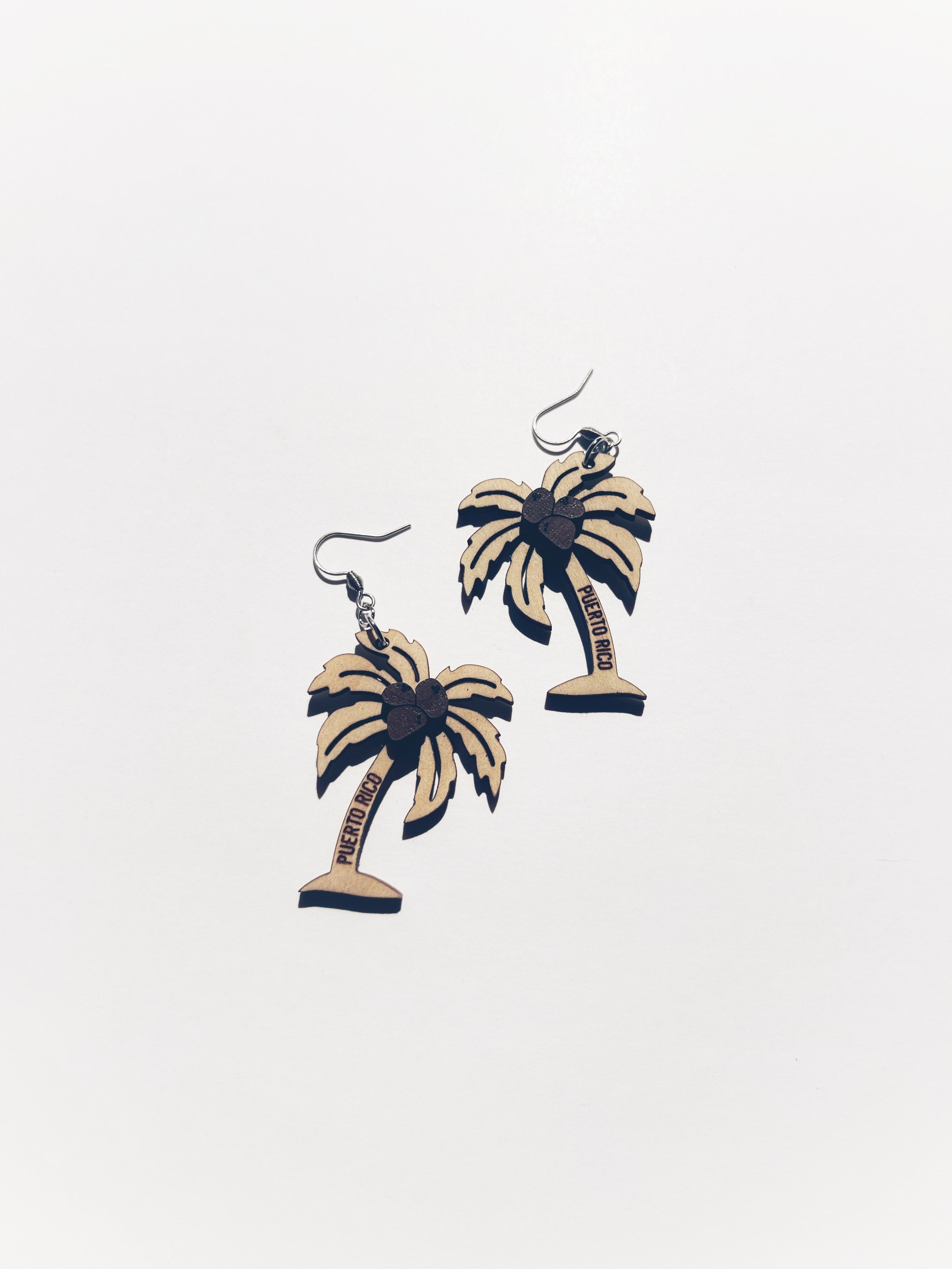 Palm Tree Wooden Earrings