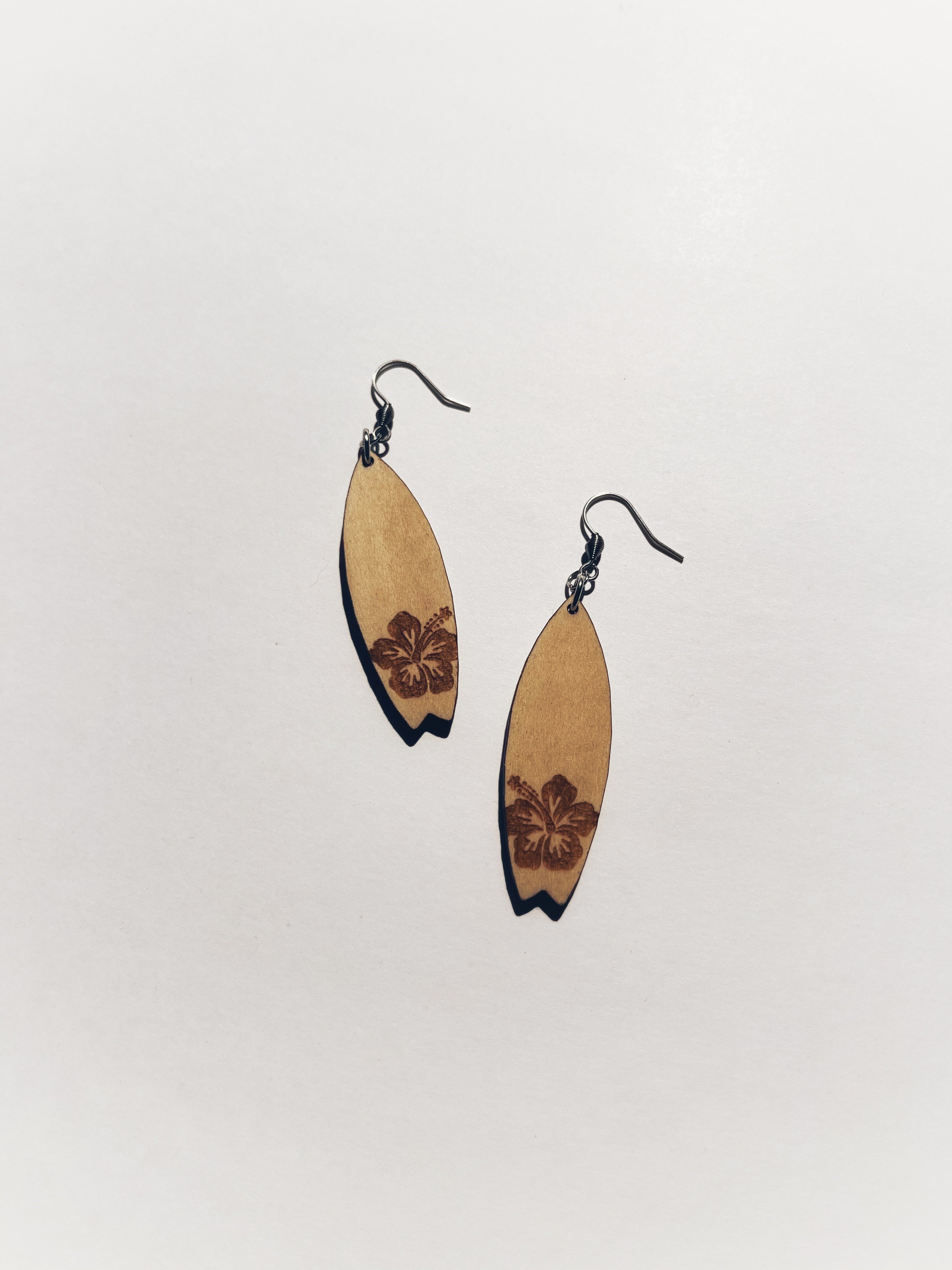 Wooden Surfboard Earrings