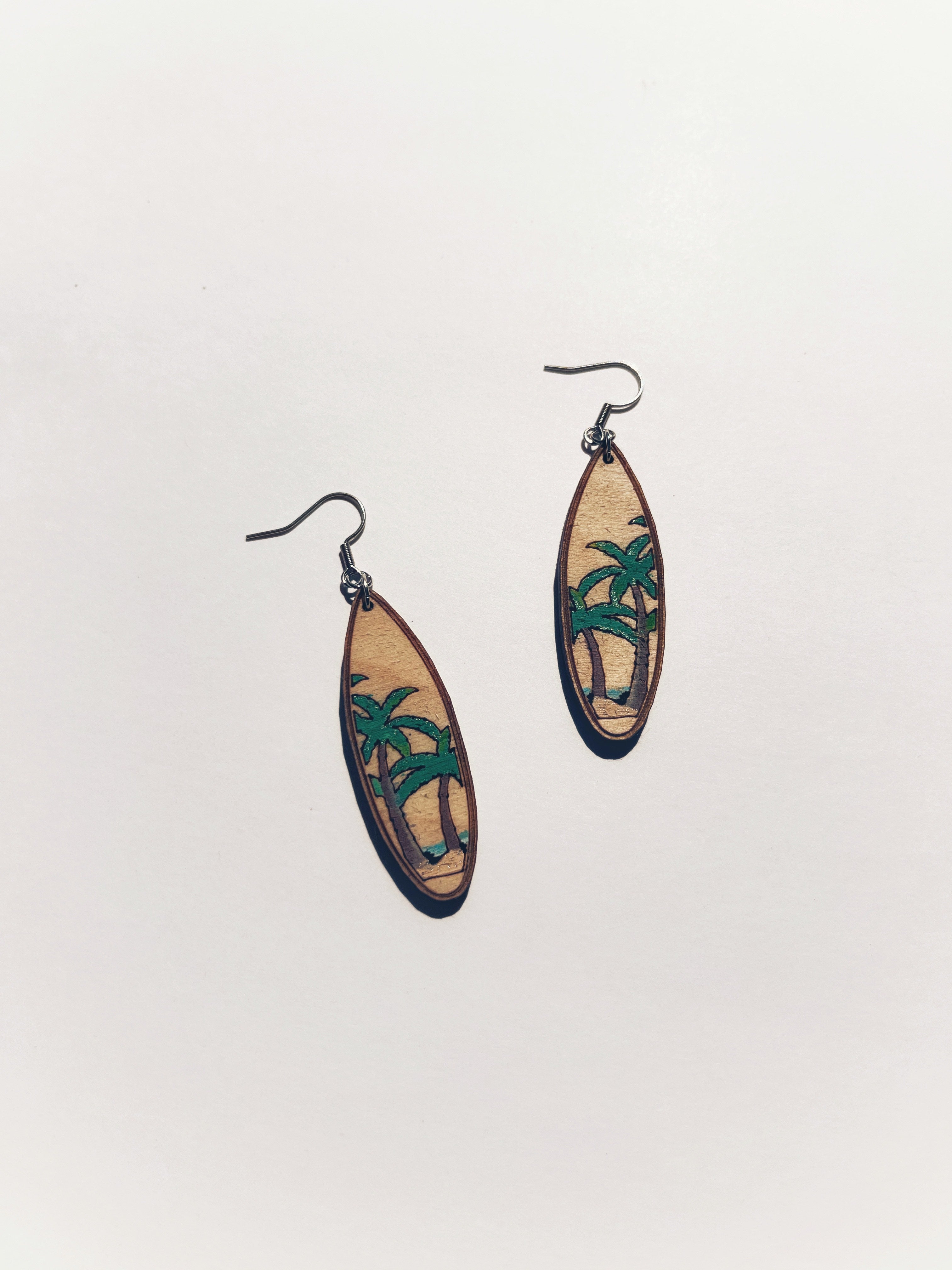 Wooden Surfboard Earrings