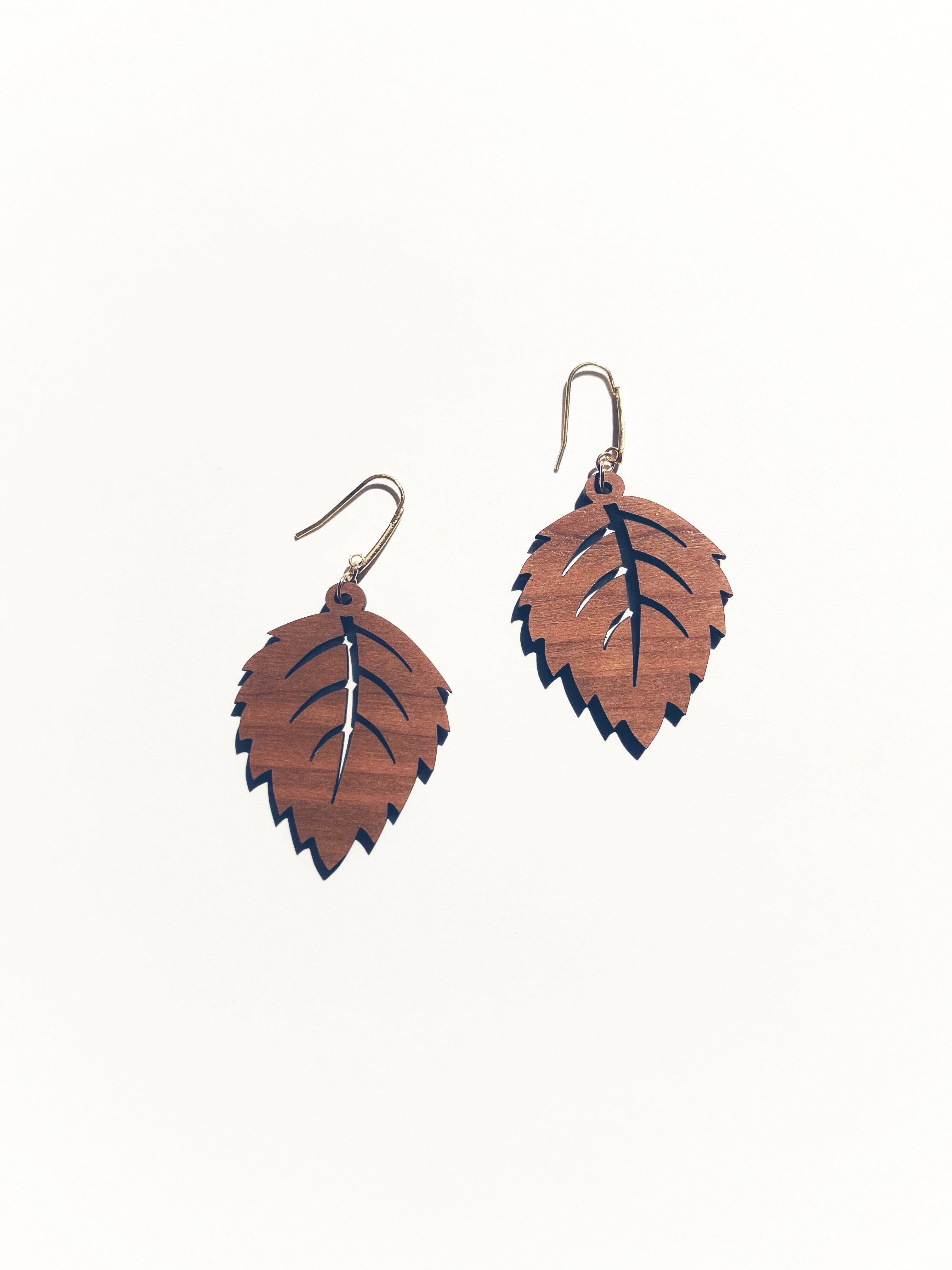 Wooden Leaf Earrings