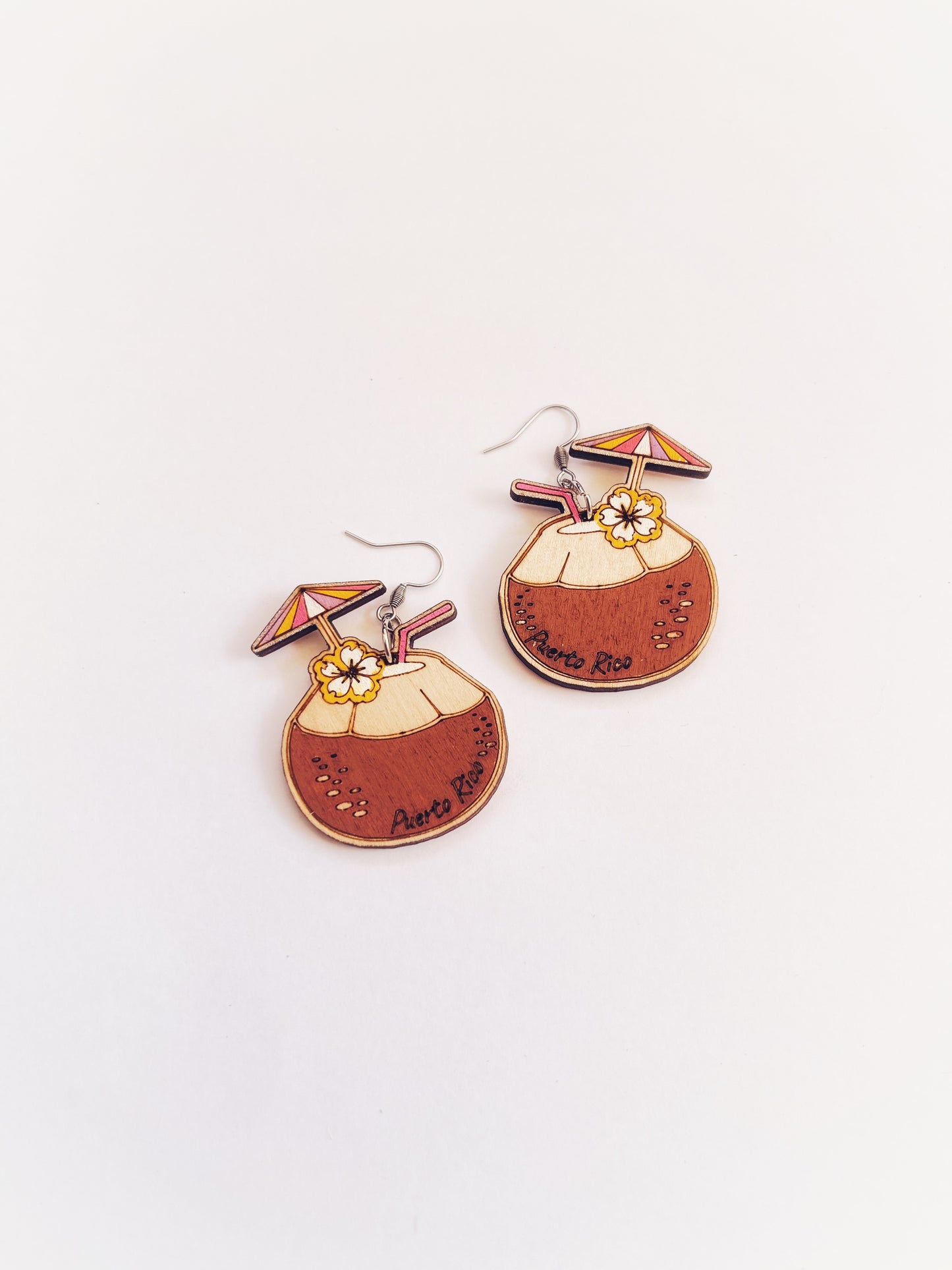 Wooden Coconut Earrings