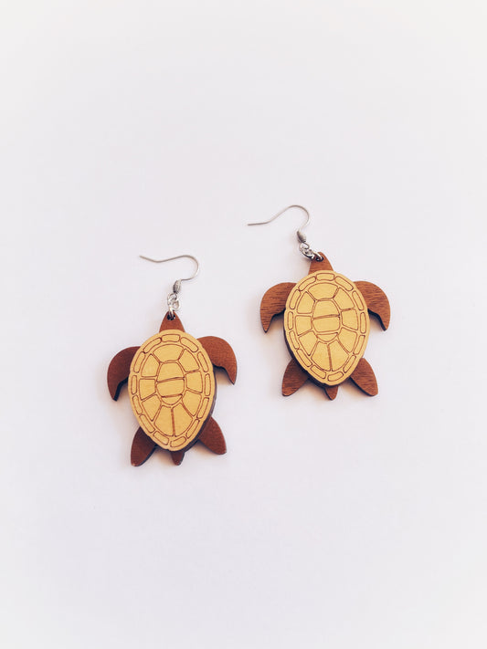 Sea Turtle Wooden Earrings