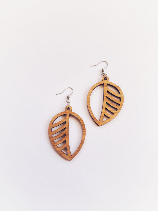 Wooden Leaf Earrings