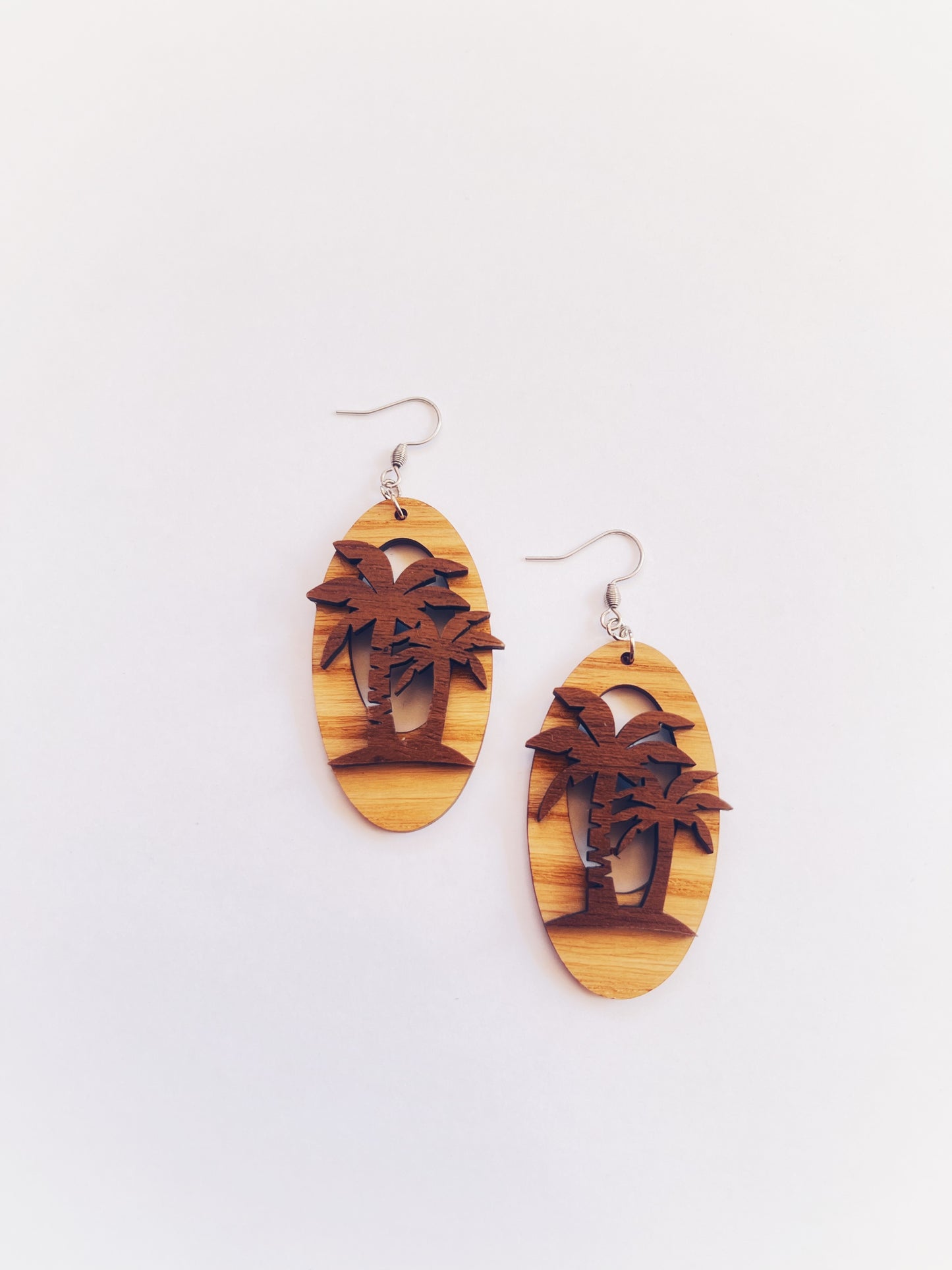 Palm Tree Wooden Earrings