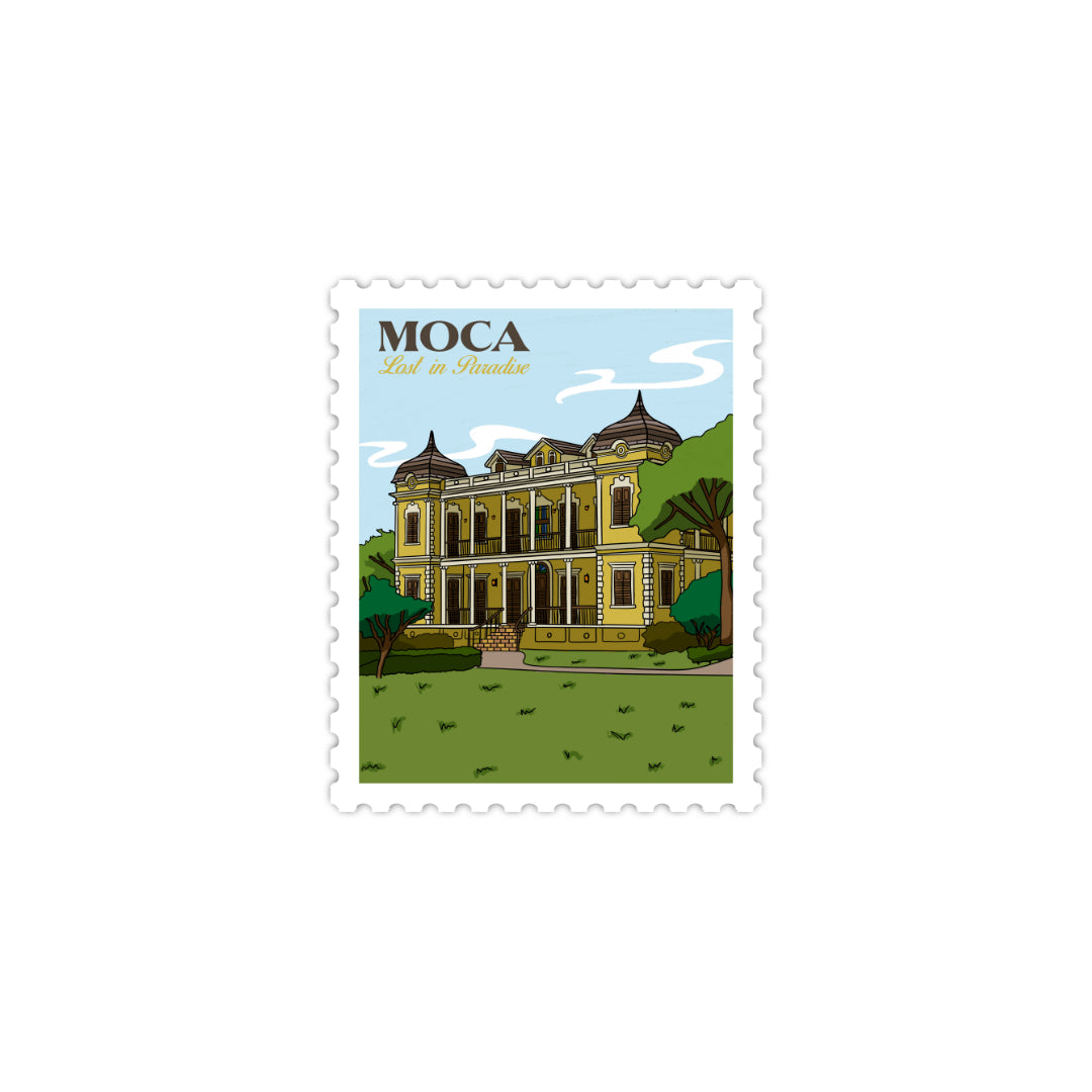 Puerto Rico, Puro Paradise, stickers, stamps, stamp book, book, cities, towns, collectibles, Moca, stamp, sticker