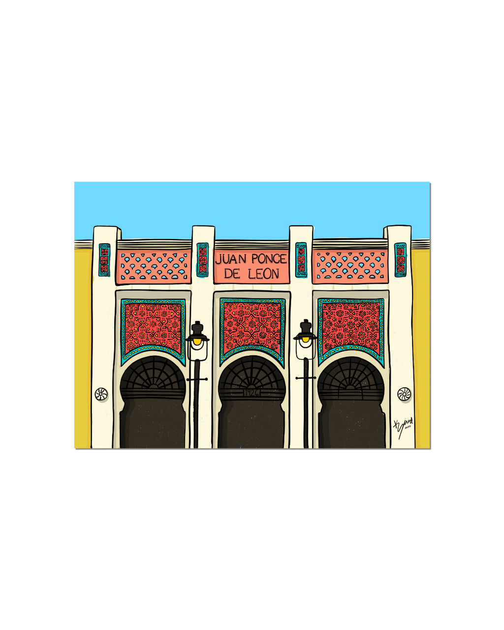 Puro paradise, Puerto Rico, postcard, plaza Juan Ponce de leon, plaza, Ponce, gift, postal