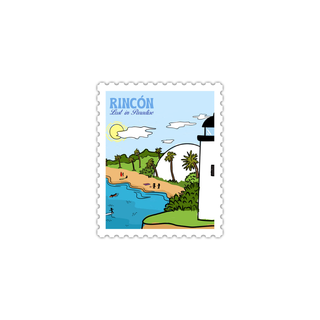 Puerto Rico, Puro Paradise, stickers, stamps, stamp book, book, cities, towns, collectibles, Rincon, stamp, sticker