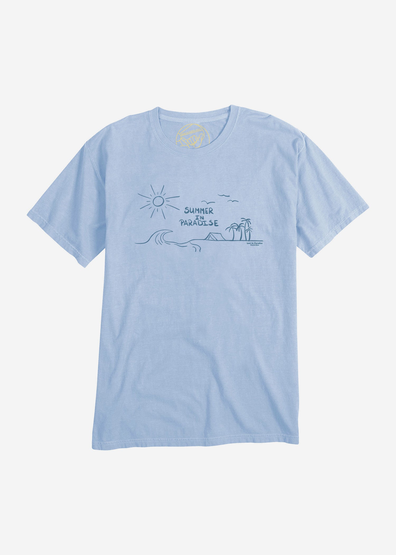 Summer in Paradise Tee, Puro Paradise, Puerto Rico, camiseta, t-shirt, clothing, unisex, blue, art