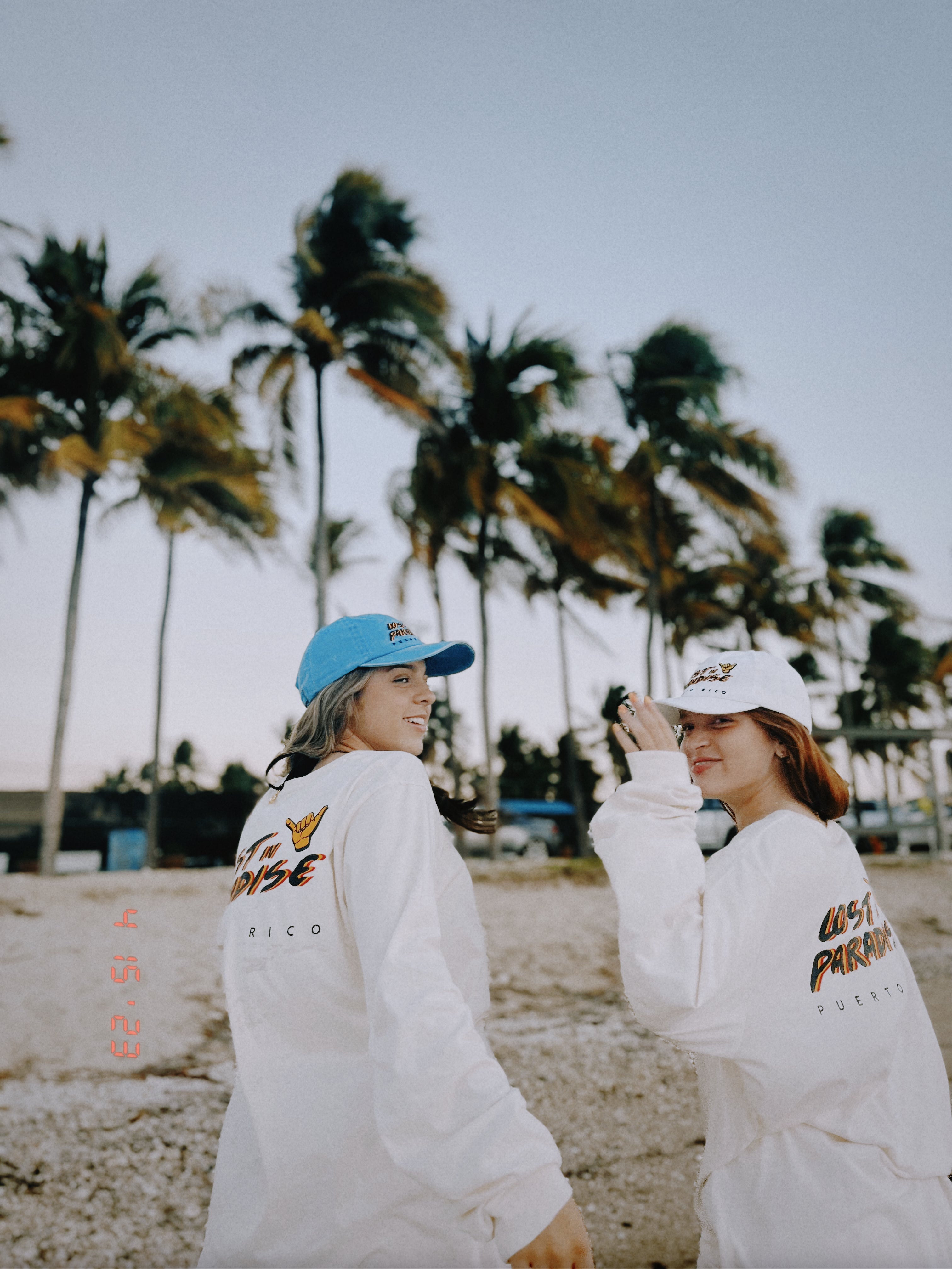Puerto Rico Lost In Paradise dad hat cap shaka hand white blue red