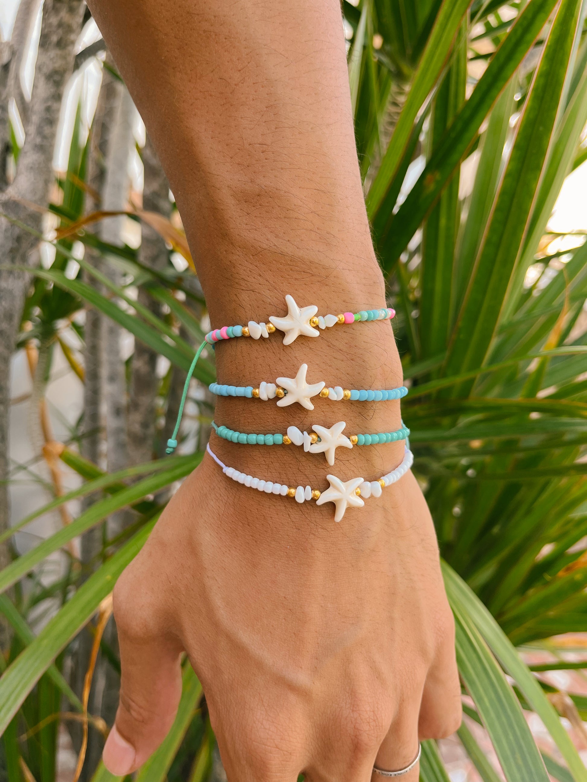 Puerto Rico, Puro Paradise, Bracelet,, unisex, girls, woman, sea charms, star, starfish, beads, adjustable