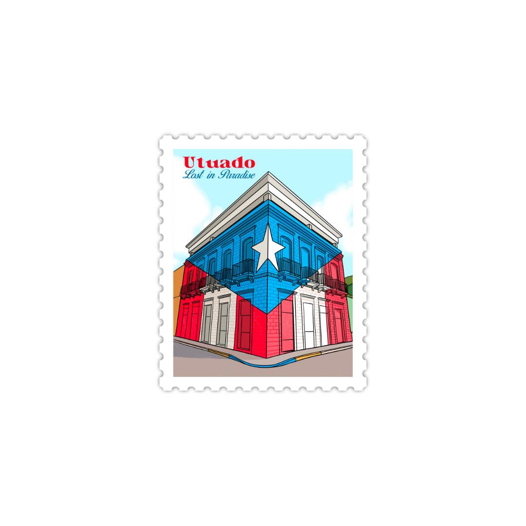 Puerto Rico, Puro Paradise, stickers, stamps, stamp book, book, cities, towns, collectibles, Utuado, stamp, sticker