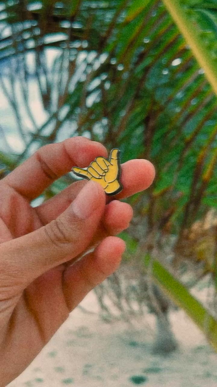 Puerto Rico, Puro Paradise, lapel pin, metal pin, pin, shaka hand, hang loose