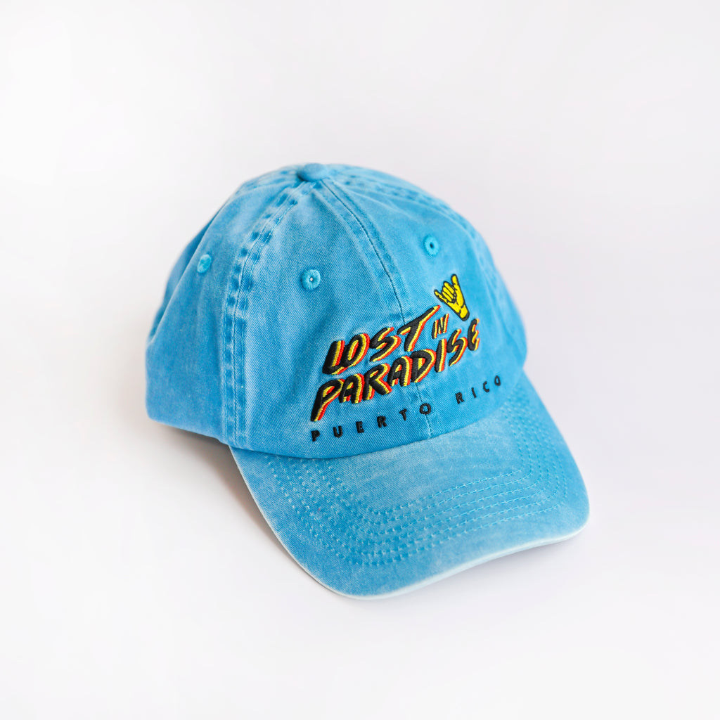 Lost in Paradise, Classic, Puro Paradise, Puerto Rico, dad hat, clothing, blue, hat, Shaka hand