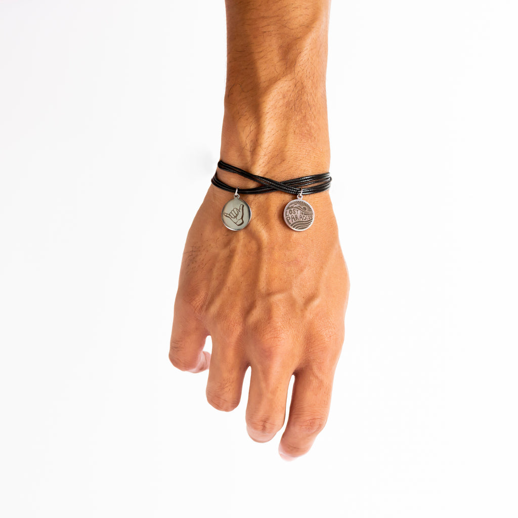Puerto Rico, Puro Paradise, Bracelet, lost in paradise, stainless steel charm, unisex, shaka hand