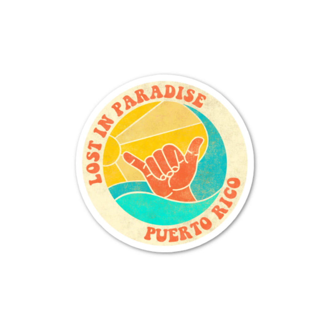 Lost in paradise, Puerto Rico, puro paradise, sticker, vintage, premium, waterproof, weatherproof 