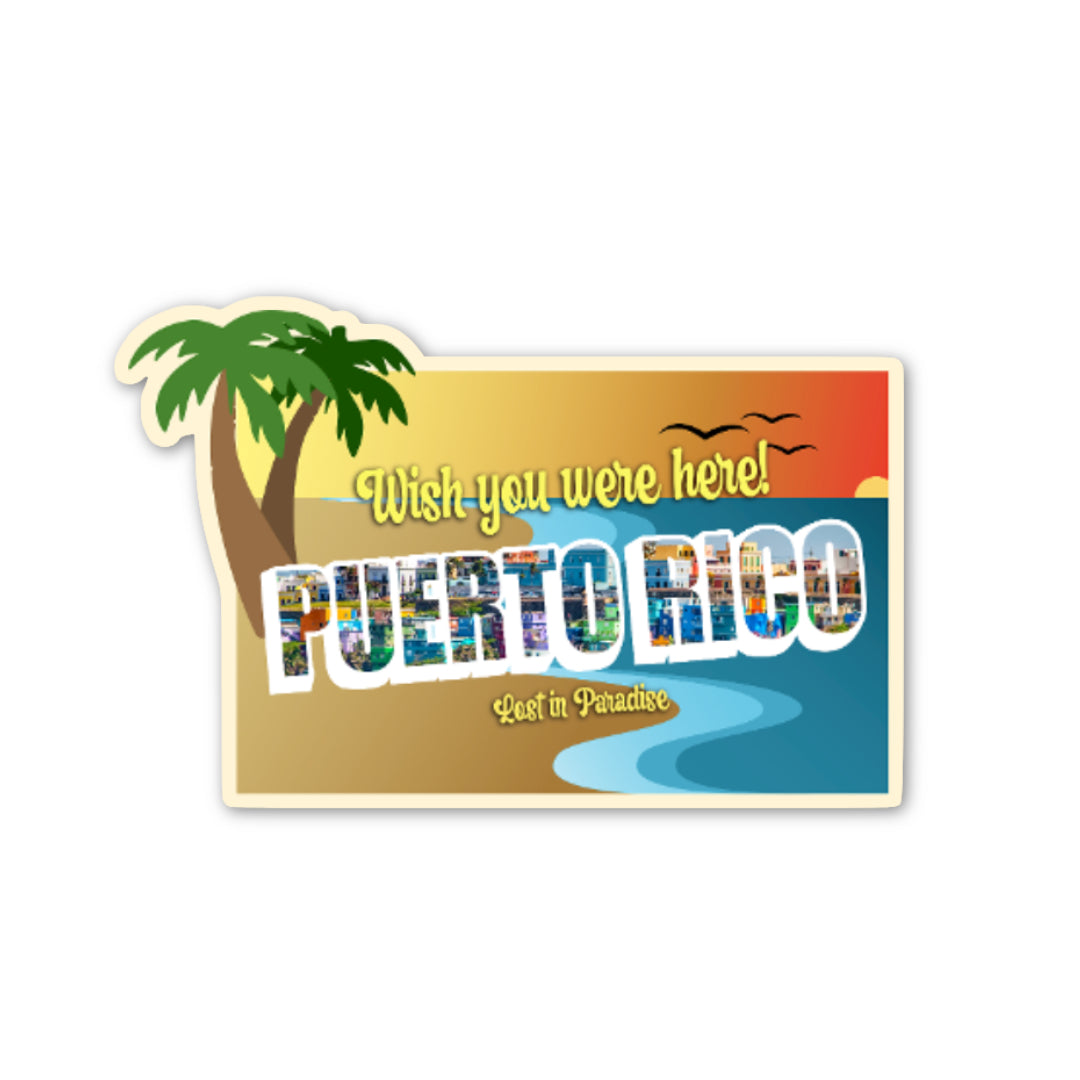 Sticker, beach, Postcard, Puerto Rico, puro paradise, sticker, premium, waterproof, weatherproof