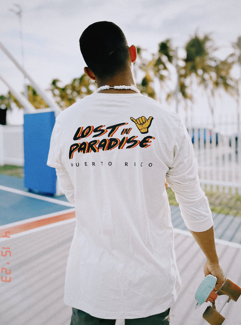 Classic Long Sleeve Tee, Lost in Paradise, Puro Paradise, Puerto Rico, camiseta, t-shirt, clothing, unisex, shaka hand